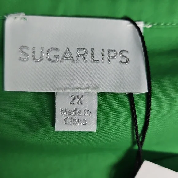 Sugarlips Curve Velma Balloon Sleeve Ruffle Shift Dress: Green: Size- 2X - Picture 12 of 14